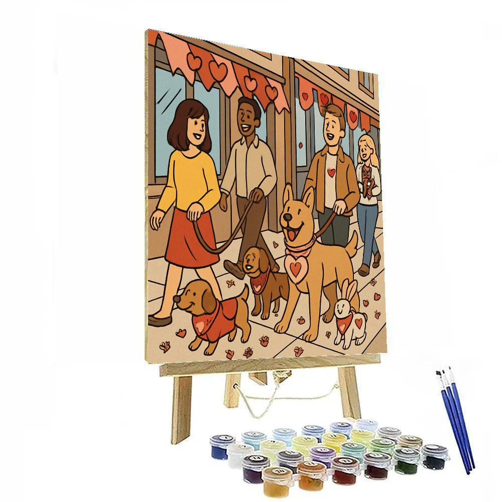 Valentines Day Pet Parade Of Hearts Painting by numbers kit