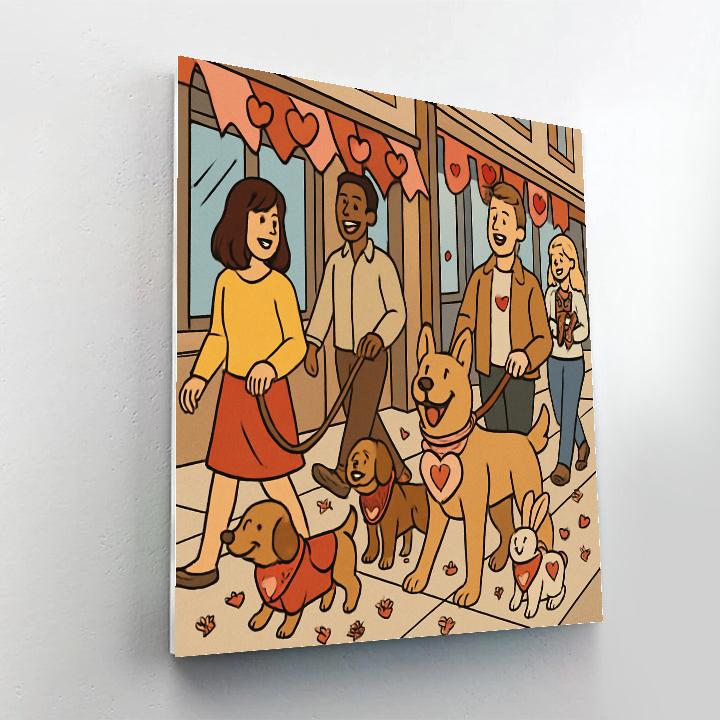 Valentines Day Pet Parade Of Hearts Painting by numbers kit
