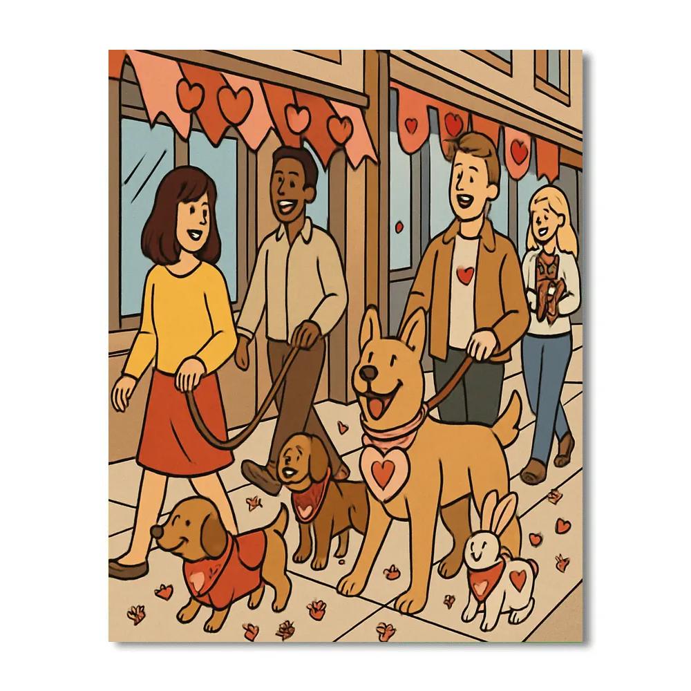 Valentines Day Pet Parade Of Hearts Painting by numbers kit