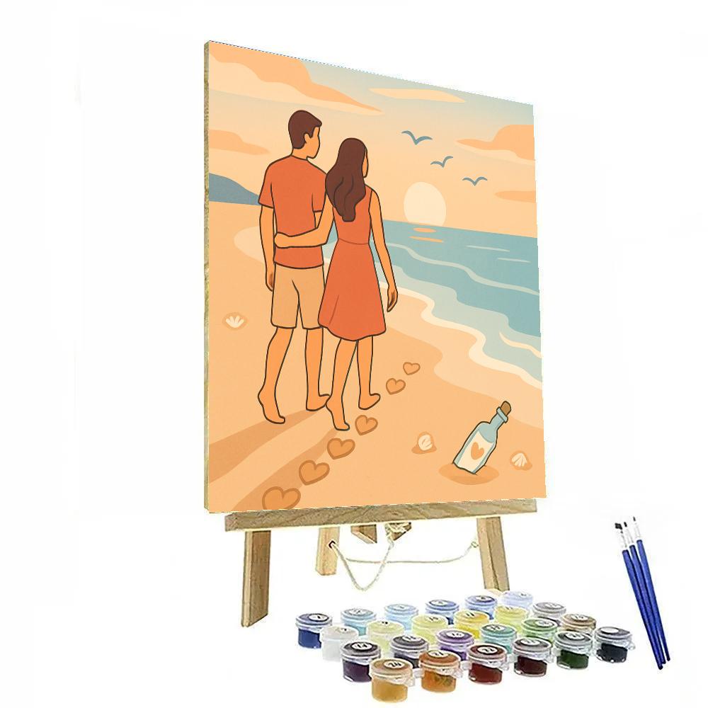 Sunrise Beach Walk Valentines Day Promise Painting by numbers kit
