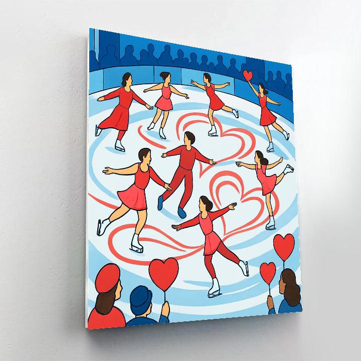 Valentines Day Ice Skating Ribbon Show Numbered painting kits