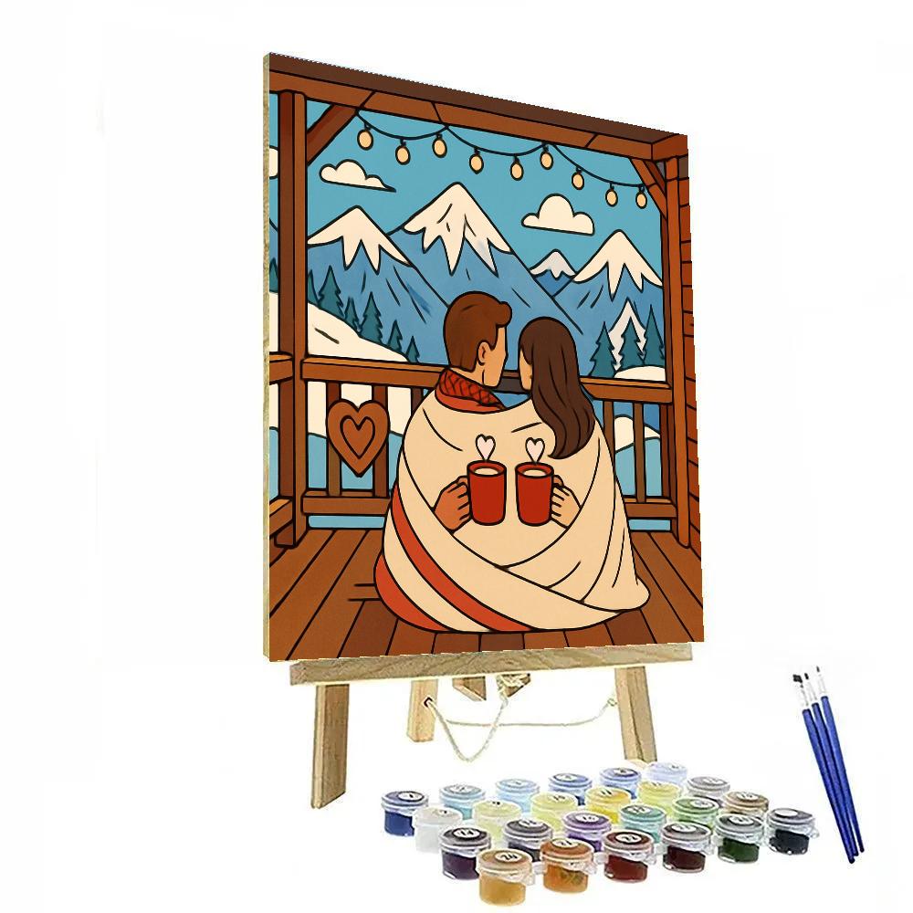 Valentines Day Mountain Cabin Hot Cocoa Break Numbered painting kits