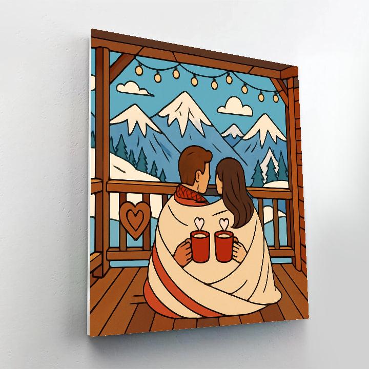Valentines Day Mountain Cabin Hot Cocoa Break Numbered painting kits