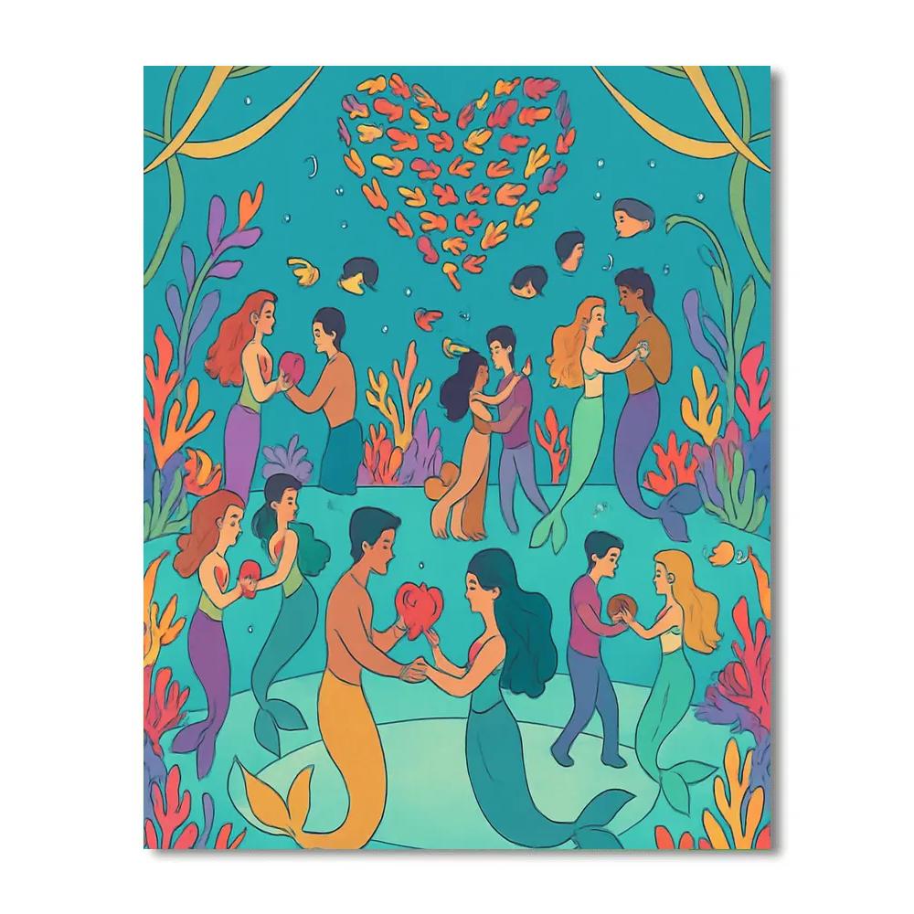 Underwater Coral Ballroom Valentines Day Soiree Painting by numbers kit