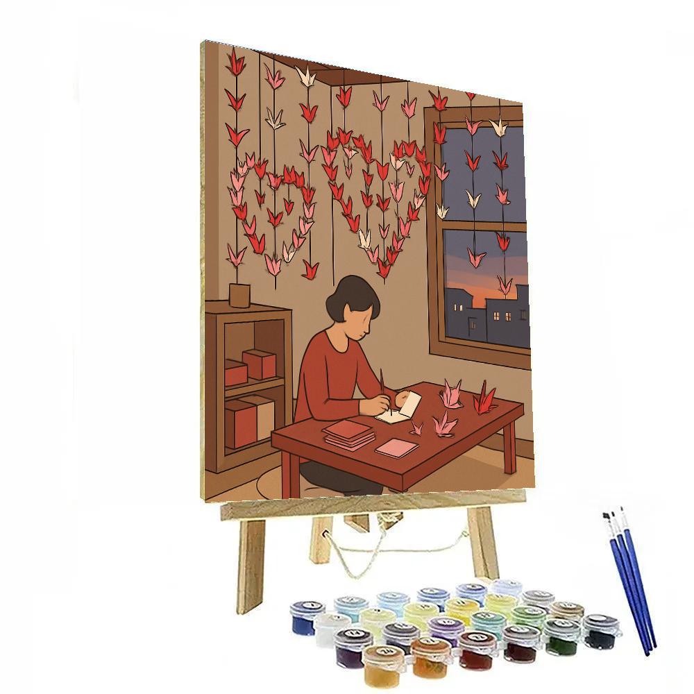 Valentines Day Origami Crane Wishing Studio paint by color