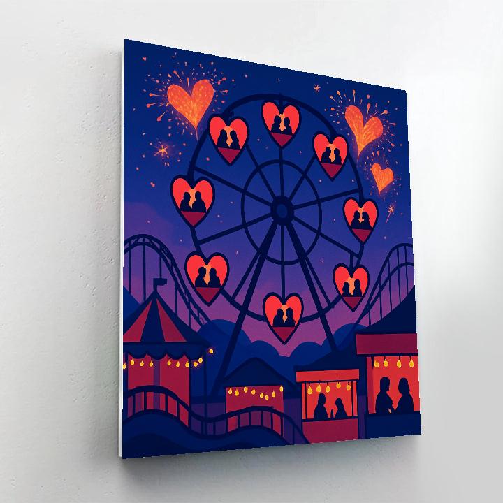 Amusement Park Ferris Wheel Valentines Day Glow Painting by numbers kit