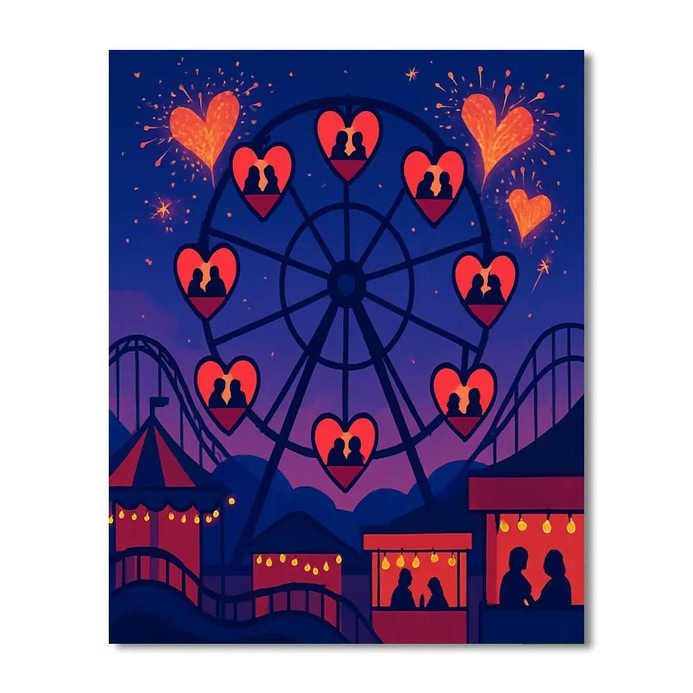 Amusement Park Ferris Wheel Valentines Day Glow Painting by numbers kit