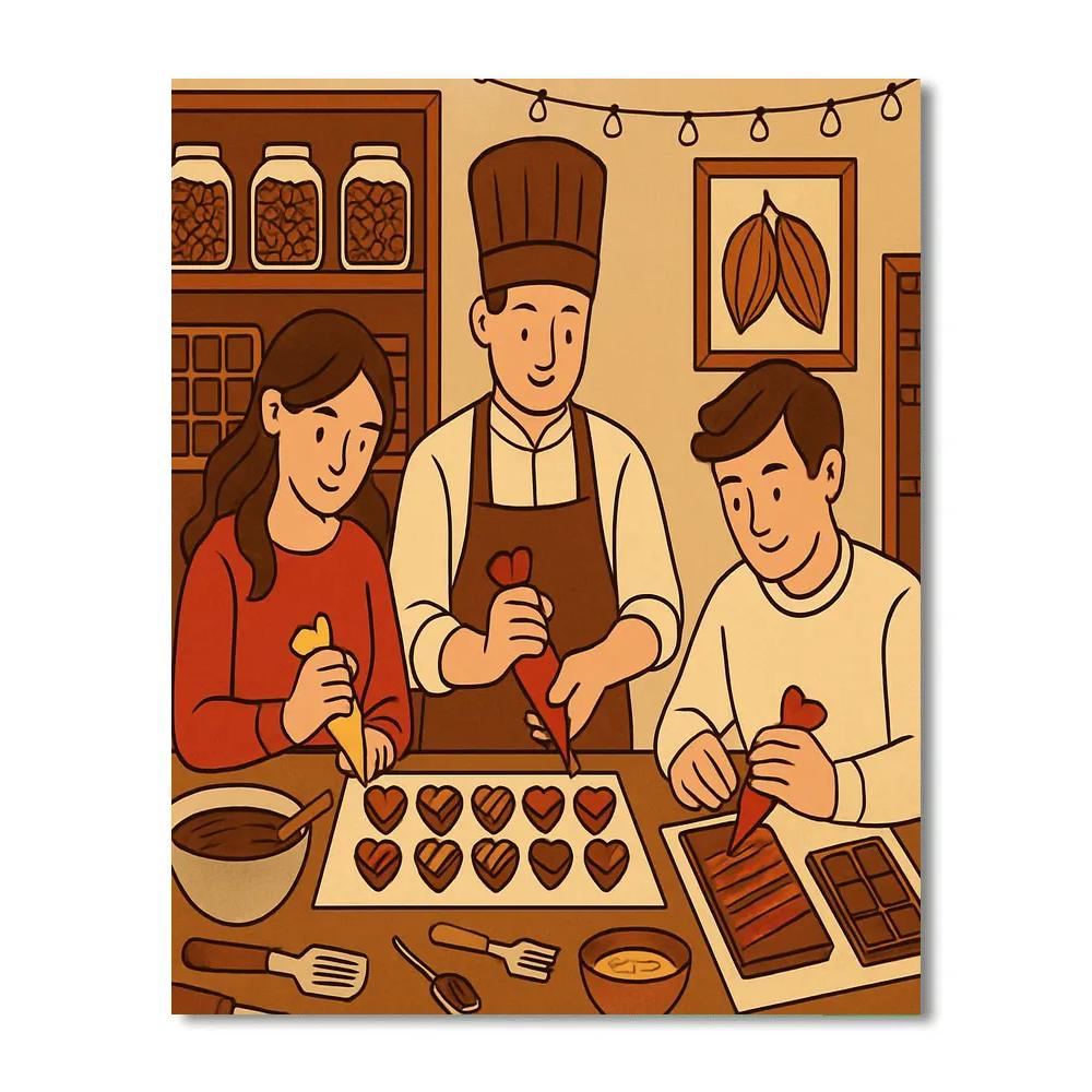 Valentines Day Artisan Chocolate Workshop Evening paint by color