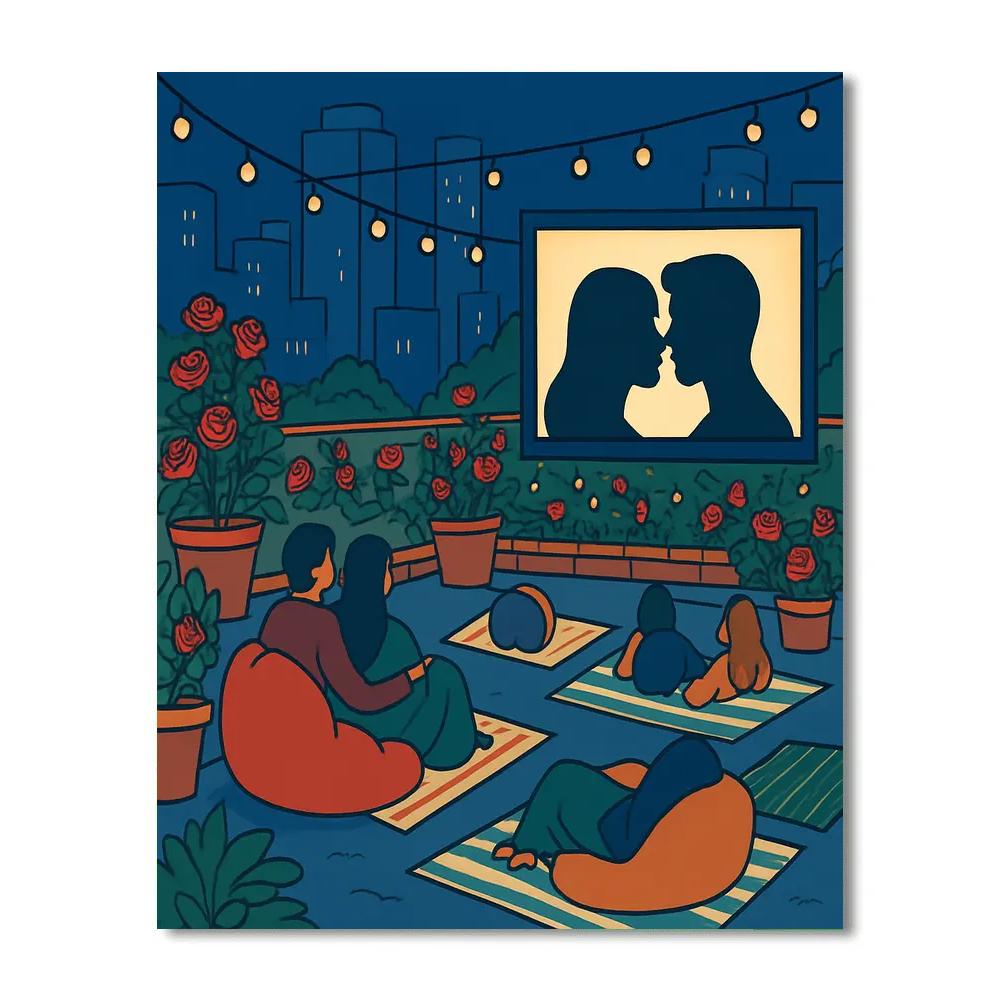 Rooftop Garden Cinema Valentines Day Screening Paint by numbers kits