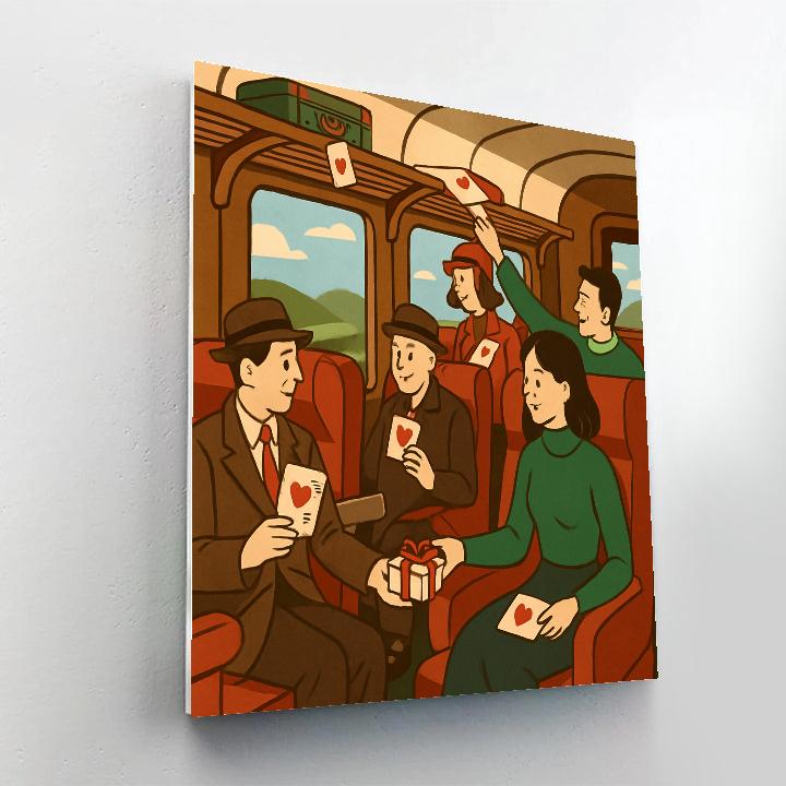 Valentines Day Train Carriage Of Secret Admirers Paint by numbers kits
