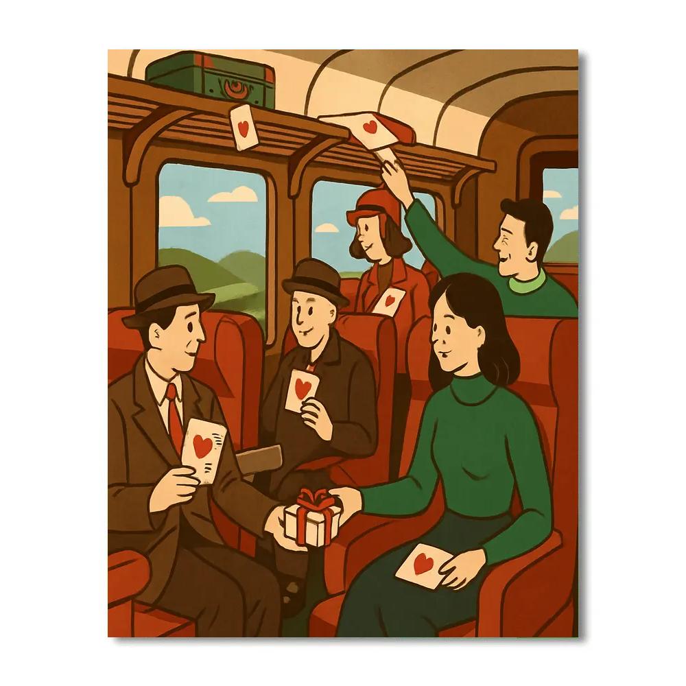 Valentines Day Train Carriage Of Secret Admirers Paint by numbers kits