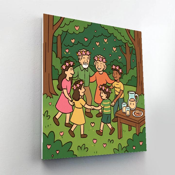 Valentines Day Flower Crown Woodland Dance paint by numbers