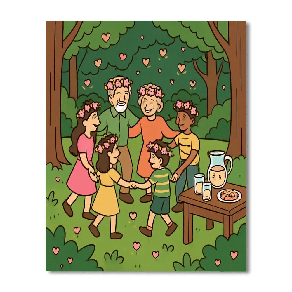 Valentines Day Flower Crown Woodland Dance paint by numbers