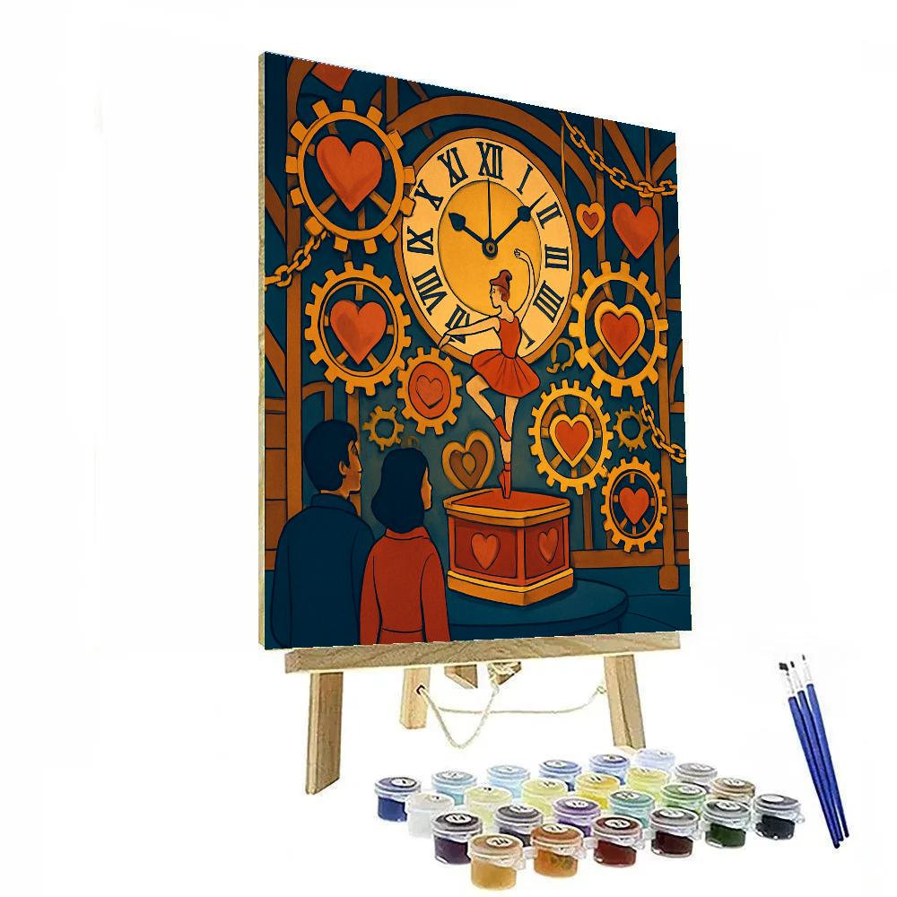 Valentines Day Music Box Clocktower Waltz painting number kit