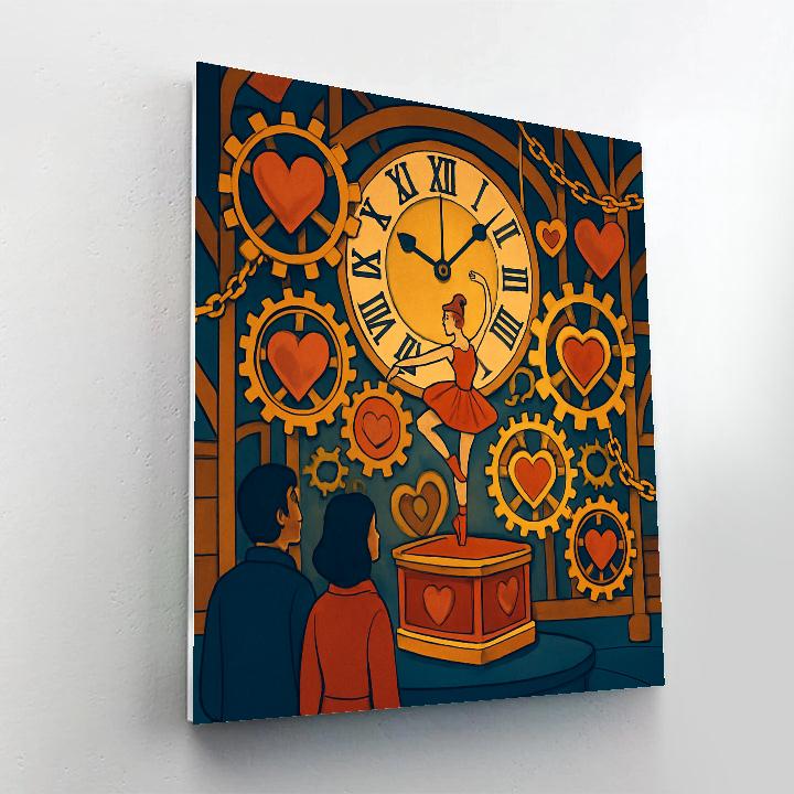 Valentines Day Music Box Clocktower Waltz painting number kit