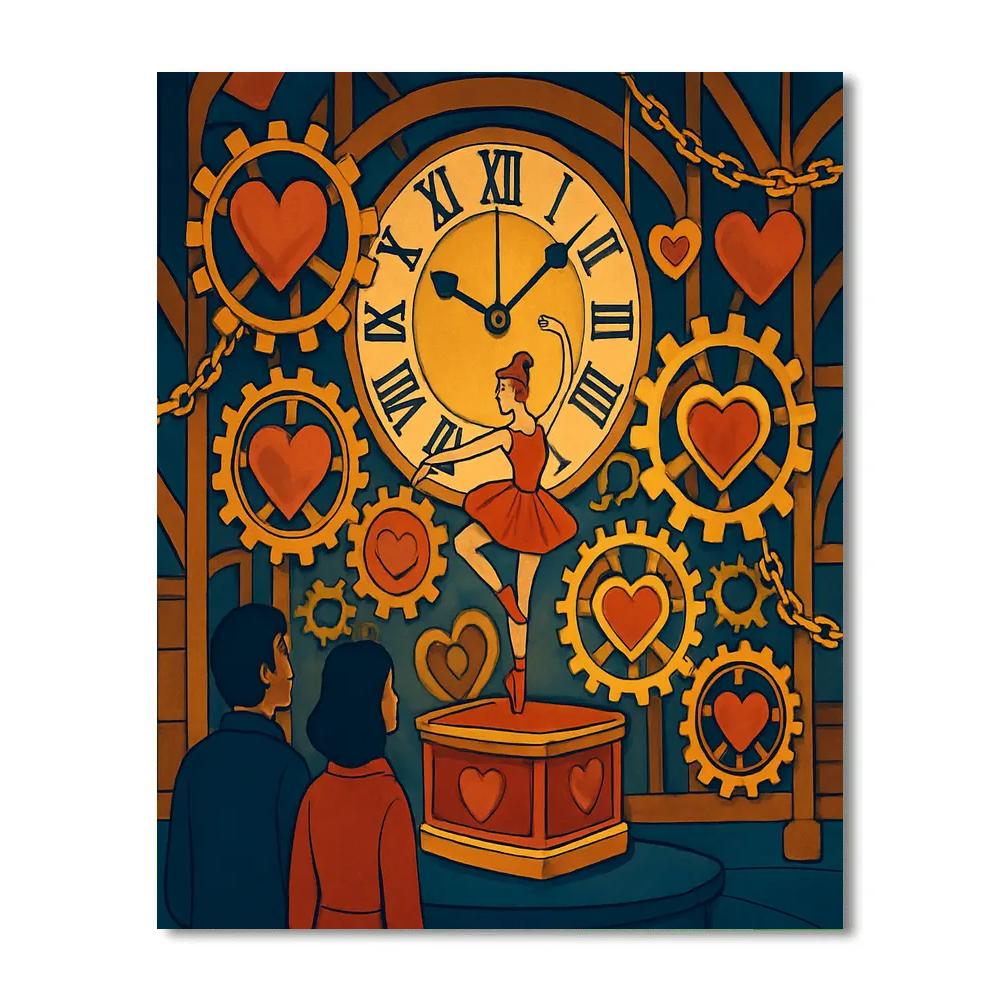 Valentines Day Music Box Clocktower Waltz painting number kit