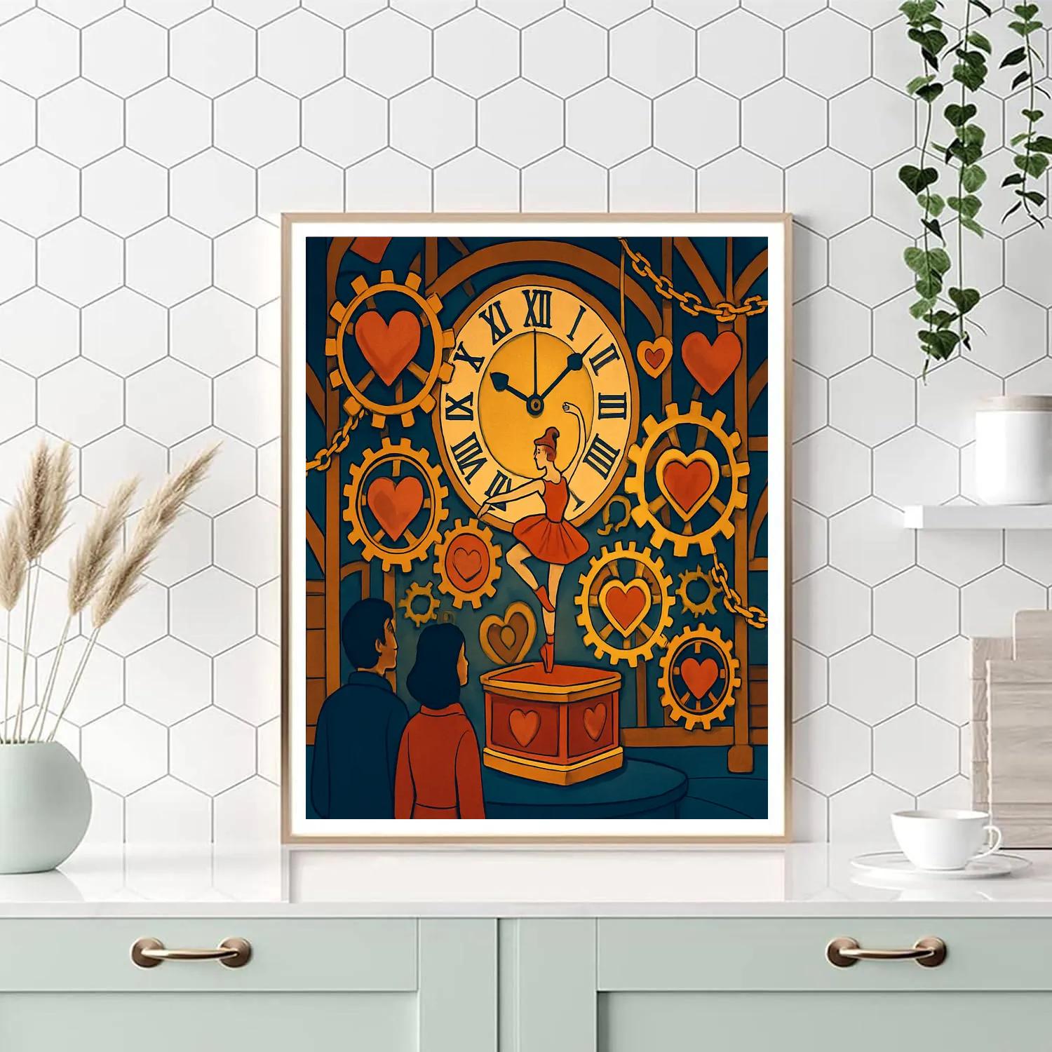 Valentines Day Music Box Clocktower Waltz painting number kit