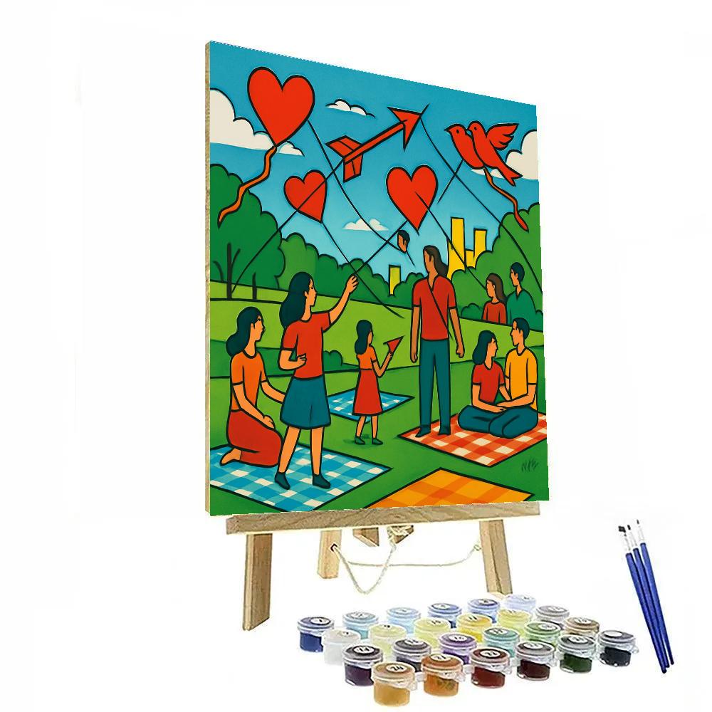 Valentines Day City Park Kite Festival Numbered painting kits
