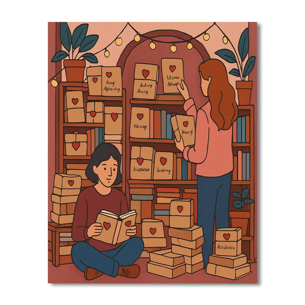 Bookstore Nook Valentines Day Blind Date With A Book Paint by numbers kits