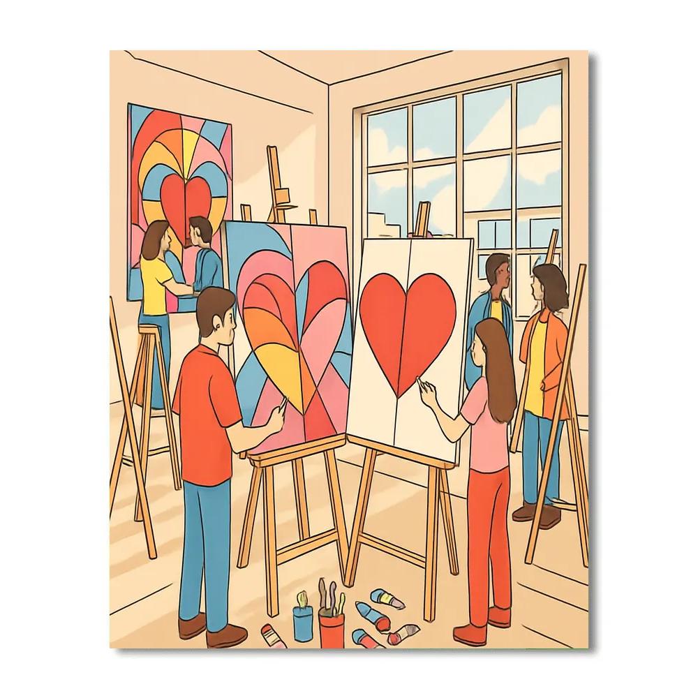 Valentines Day Artist Studio Of Shared Canvases DIY paint by numbers