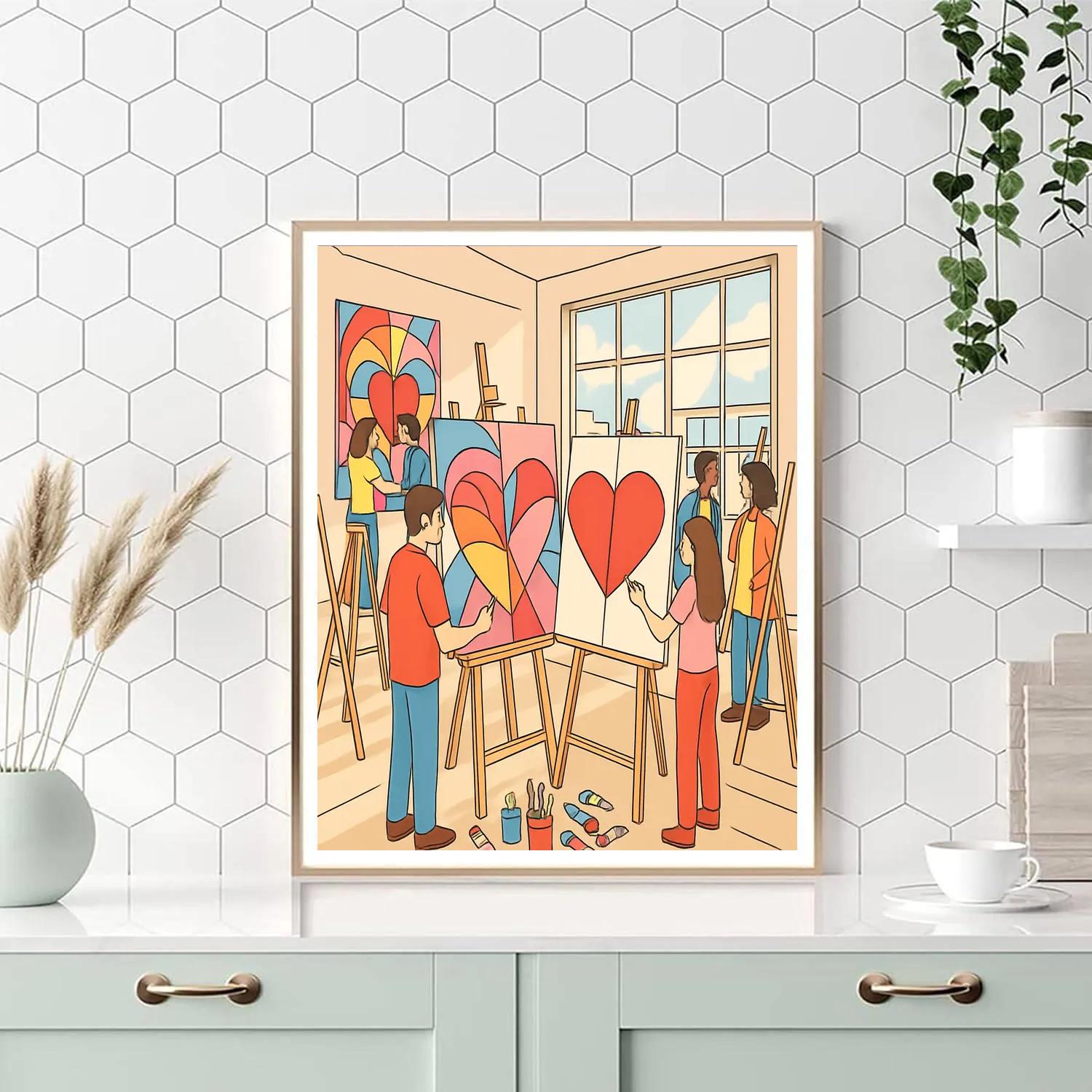 Valentines Day Artist Studio Of Shared Canvases DIY paint by numbers