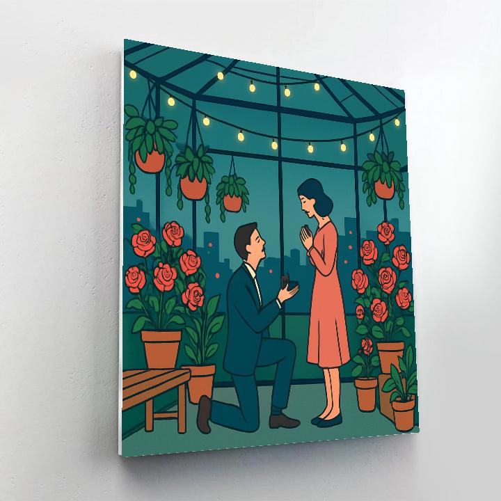 Valentines Day Secret Rooftop Greenhouse Proposal Paint by numbers art