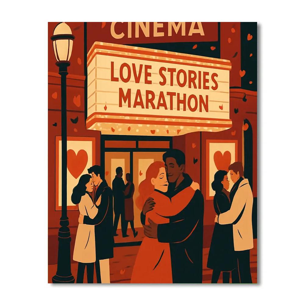Valentines Day Vintage Cinema Marquee Reunion Painting by numbers kit