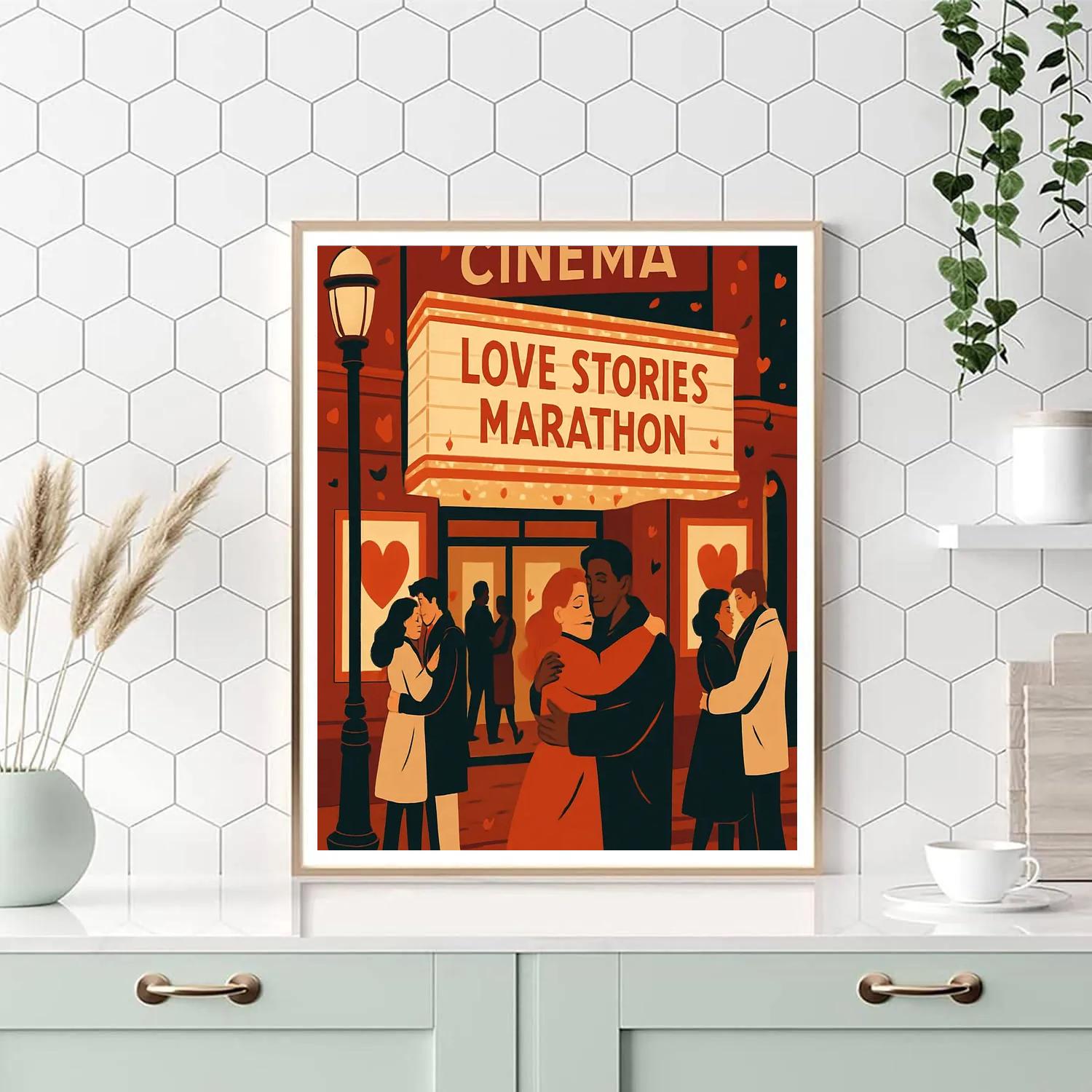 Valentines Day Vintage Cinema Marquee Reunion Painting by numbers kit