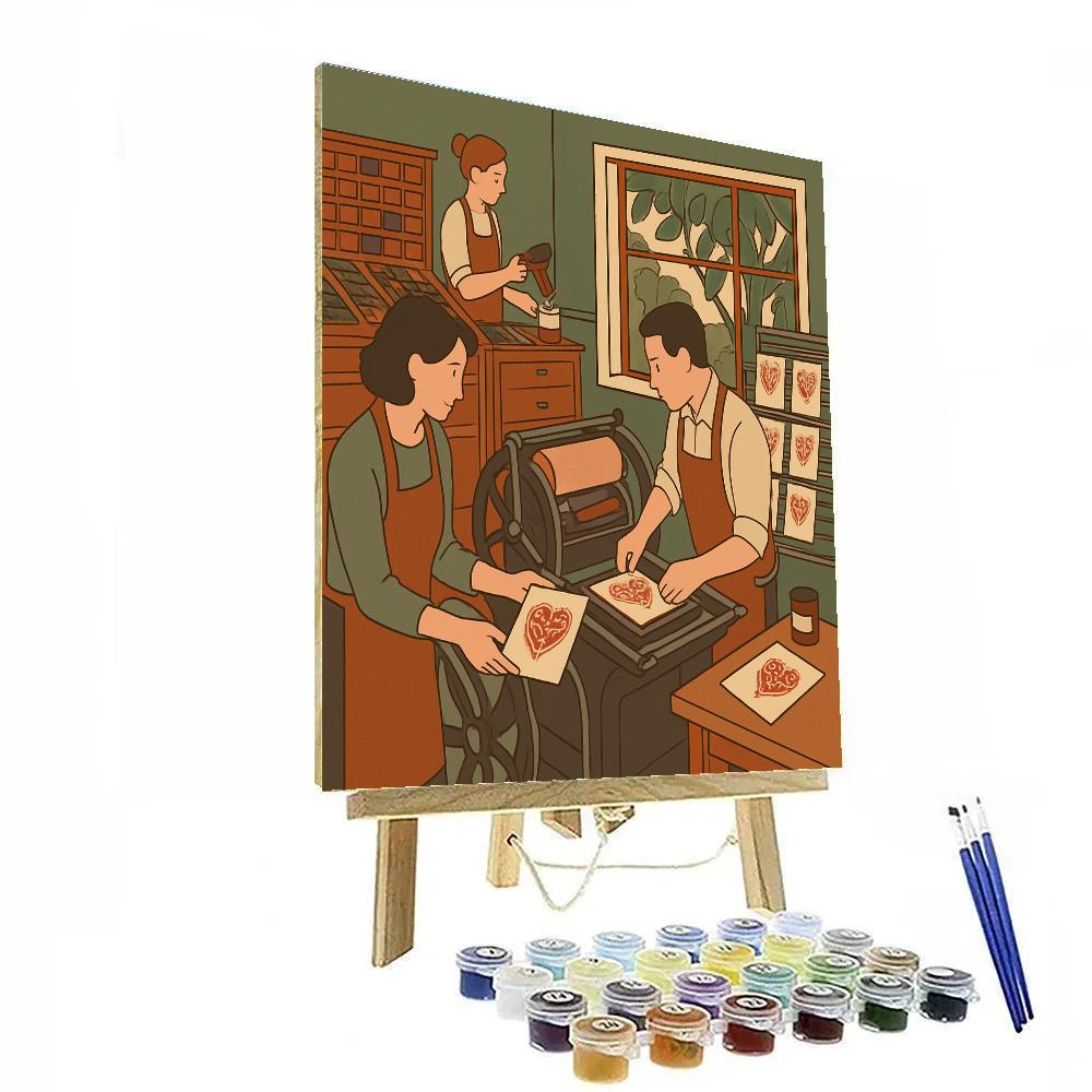 Valentines Day Botanical Letterpress Studio painting number kit