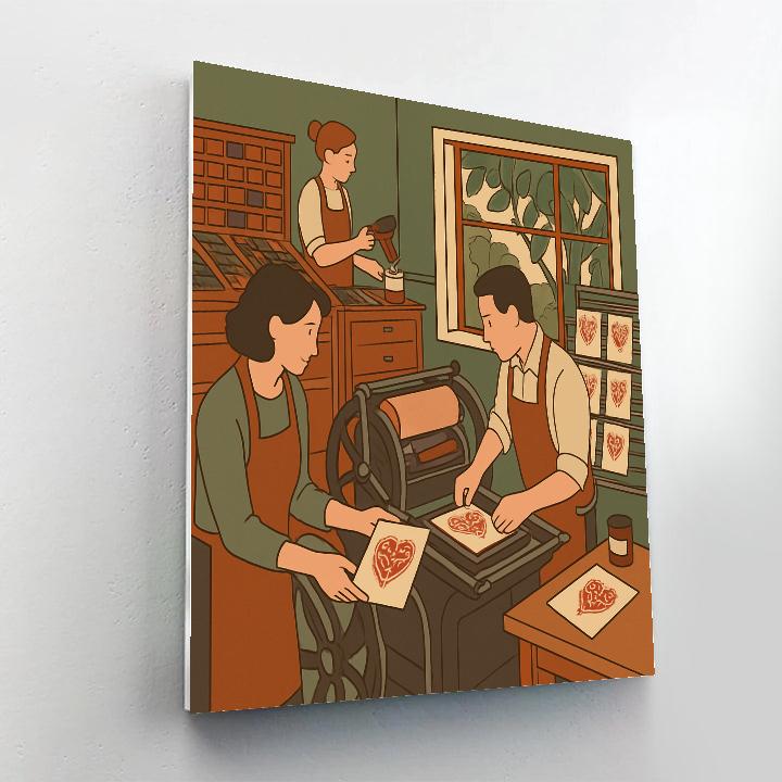 Valentines Day Botanical Letterpress Studio painting number kit