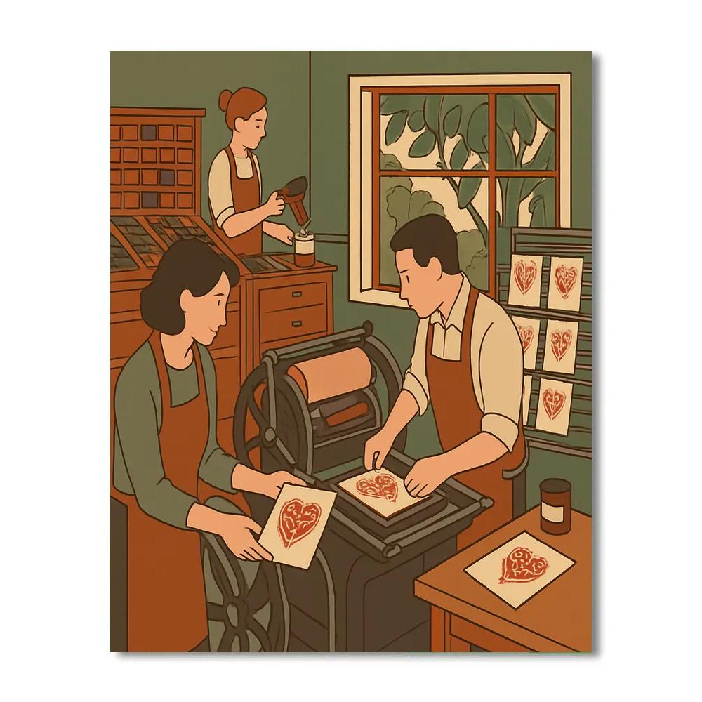 Valentines Day Botanical Letterpress Studio painting number kit