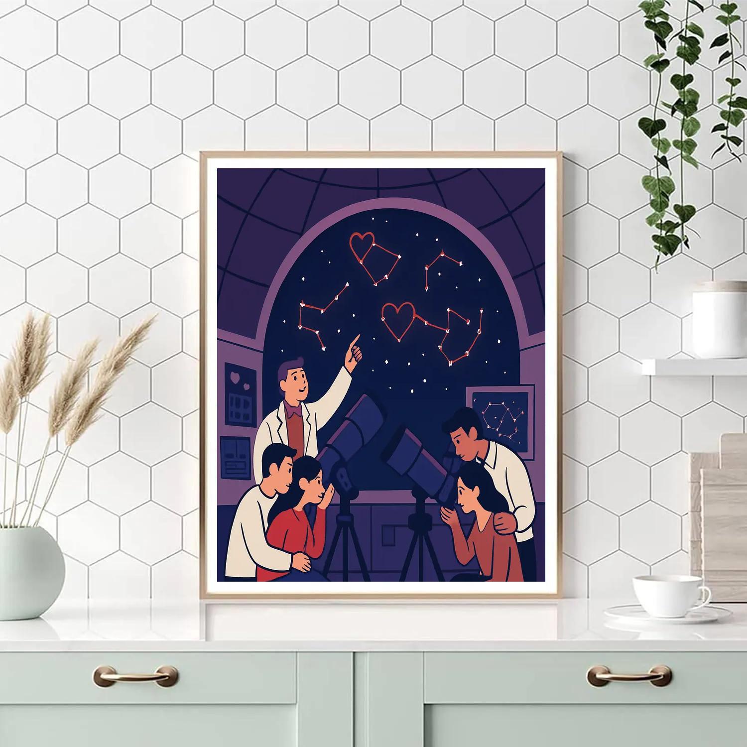 Valentines Day Star Observatory Couples Constellation Tour paint by numbers