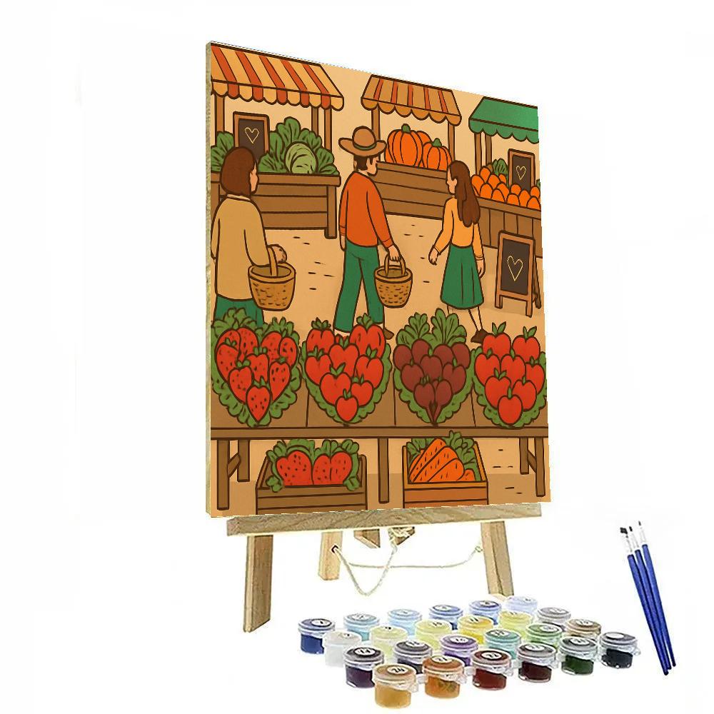 Valentines Day Farmers Market Harvest Of Hearts painting number kit