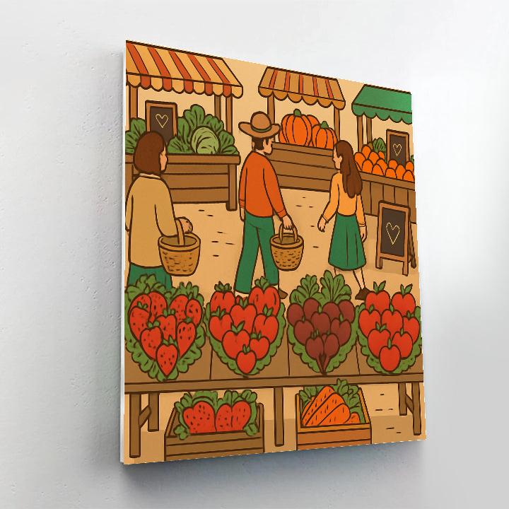 Valentines Day Farmers Market Harvest Of Hearts painting number kit