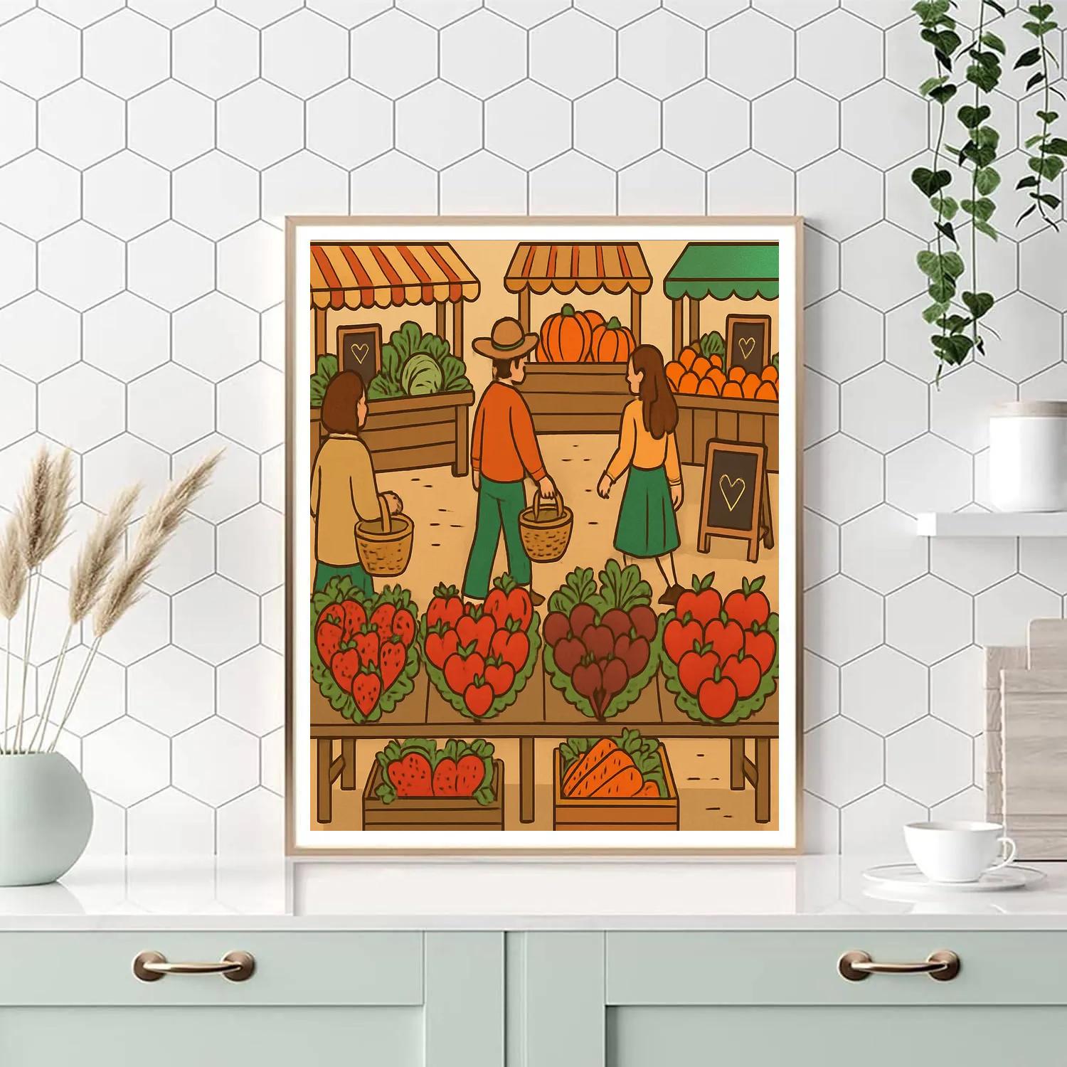 Valentines Day Farmers Market Harvest Of Hearts painting number kit