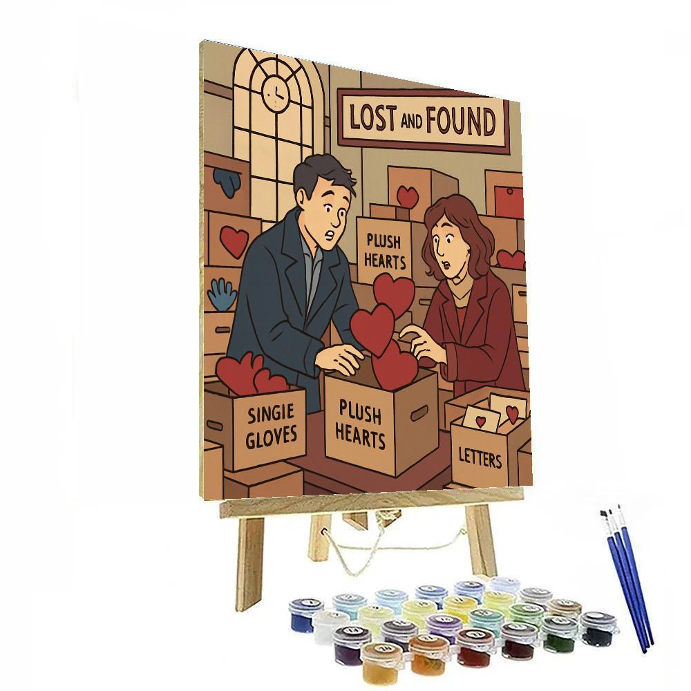 Valentines Day Train Station Lost And Found Of Hearts painting number kit