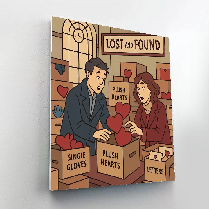 Valentines Day Train Station Lost And Found Of Hearts painting number kit