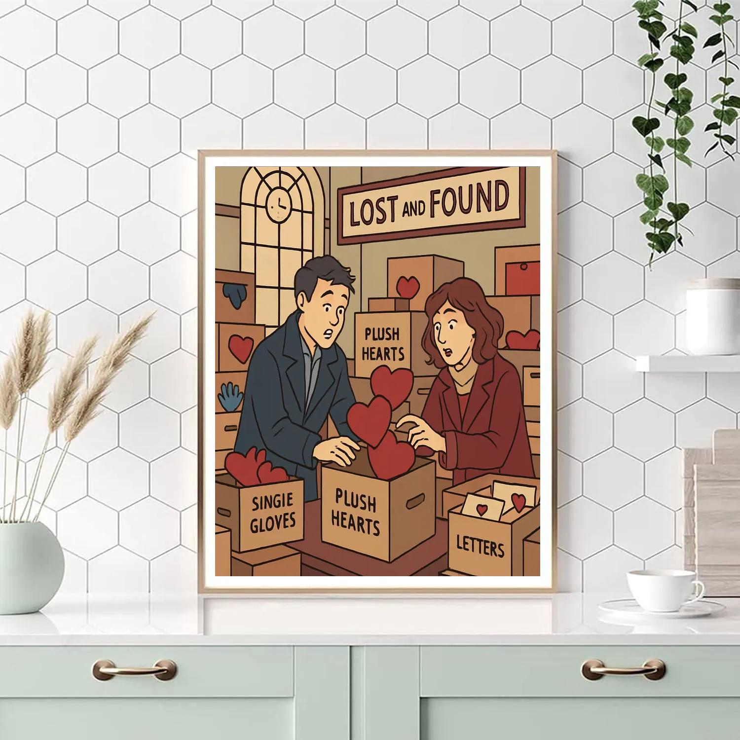 Valentines Day Train Station Lost And Found Of Hearts painting number kit