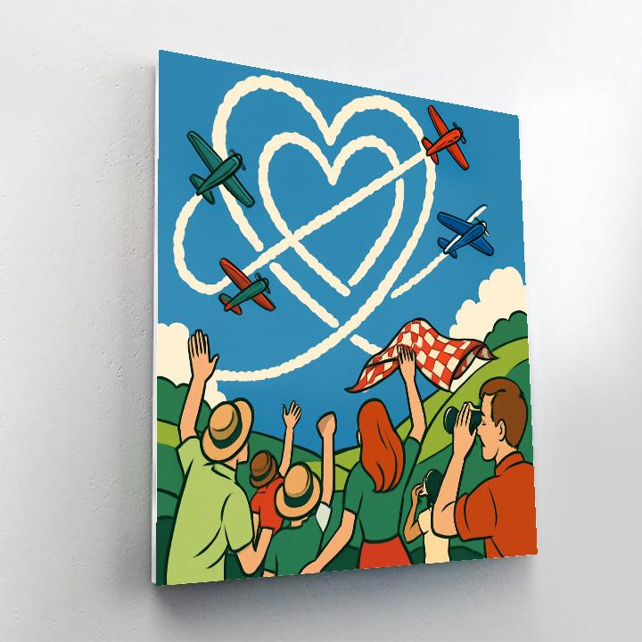 Valentines Day Skywriting Airshow Of Affection Painting by numbers kit