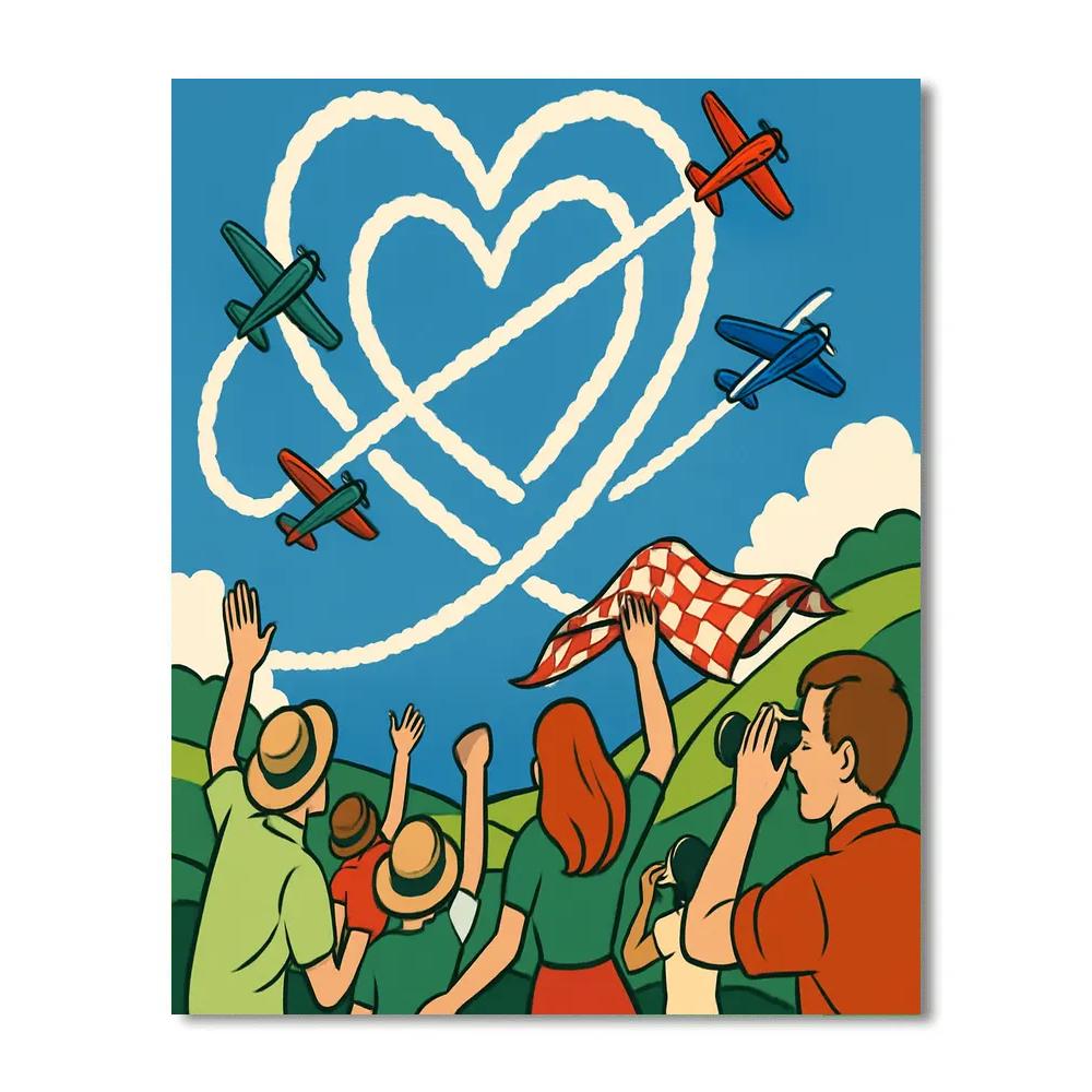 Valentines Day Skywriting Airshow Of Affection Painting by numbers kit