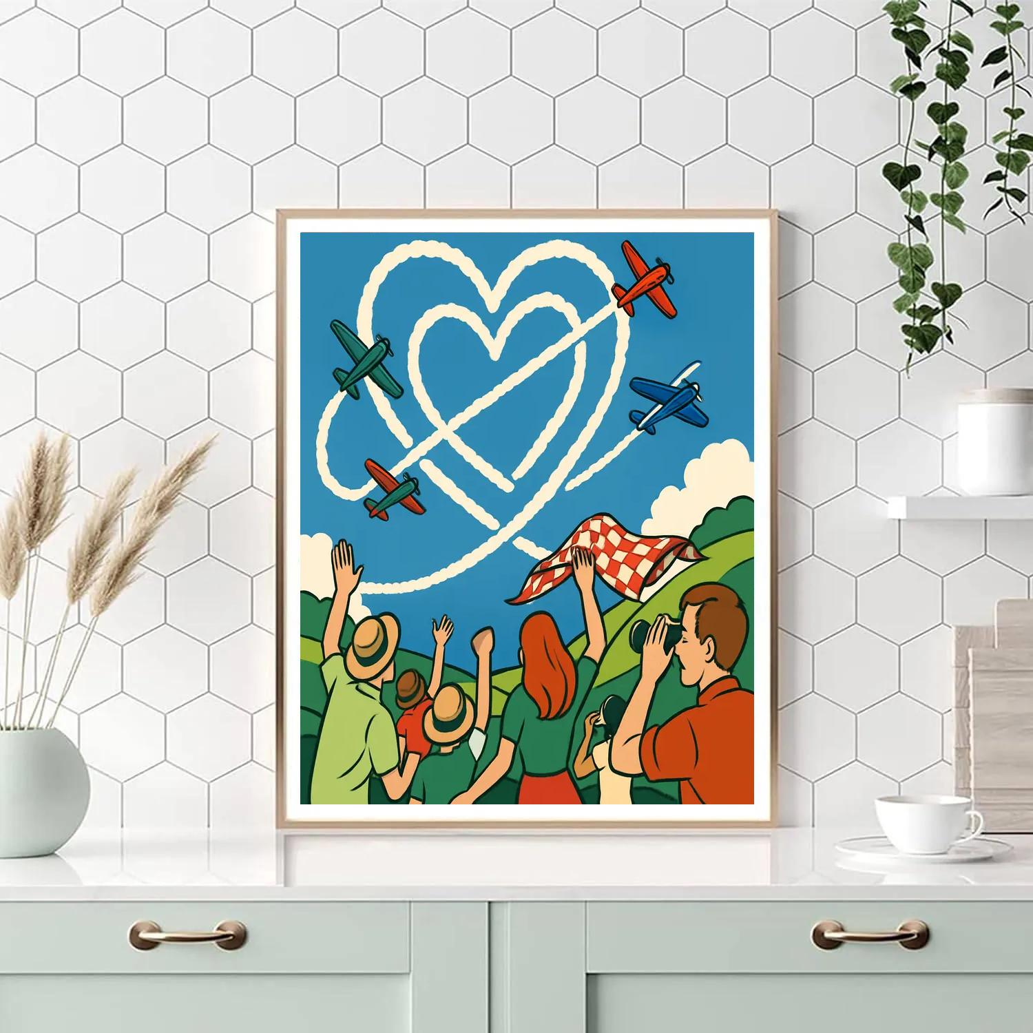 Valentines Day Skywriting Airshow Of Affection Painting by numbers kit