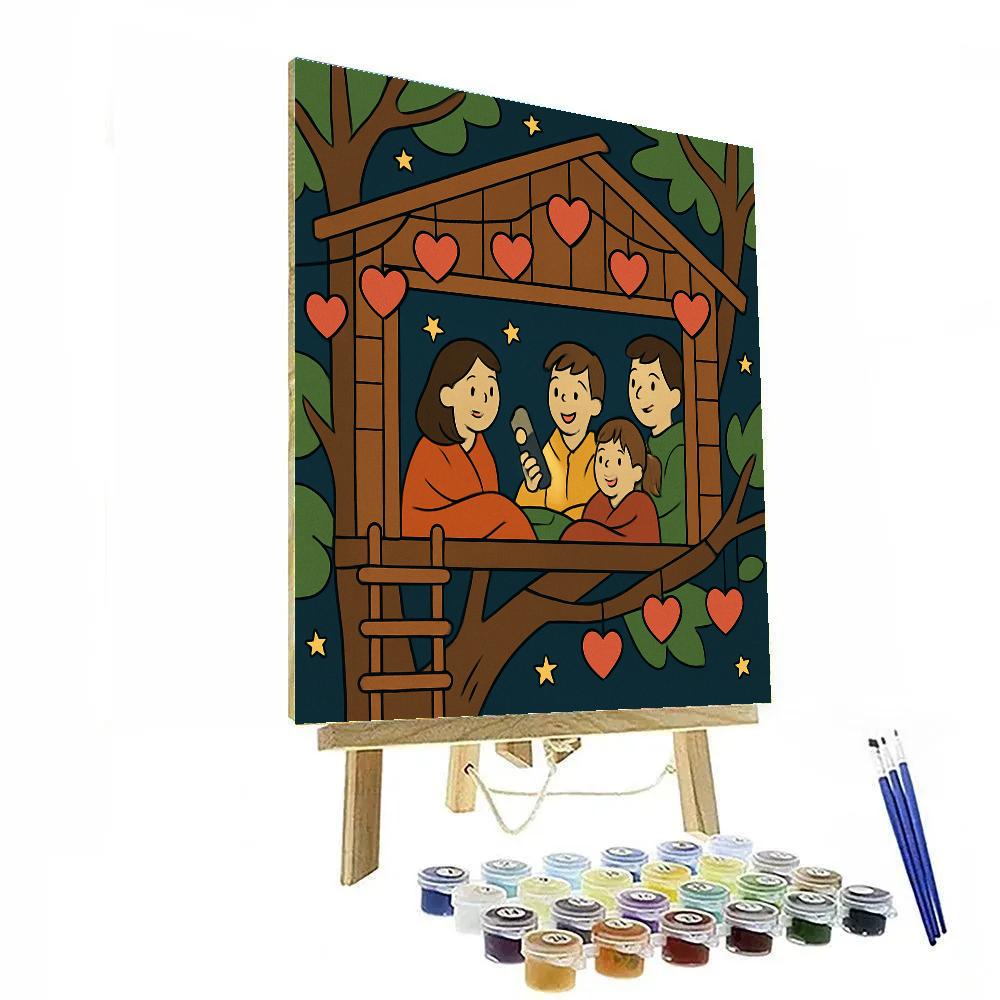 Valentines Day Lantern Lit Treehouse Sleepover Numbered painting kits