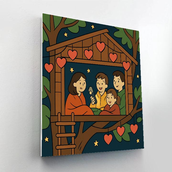 Valentines Day Lantern Lit Treehouse Sleepover Numbered painting kits