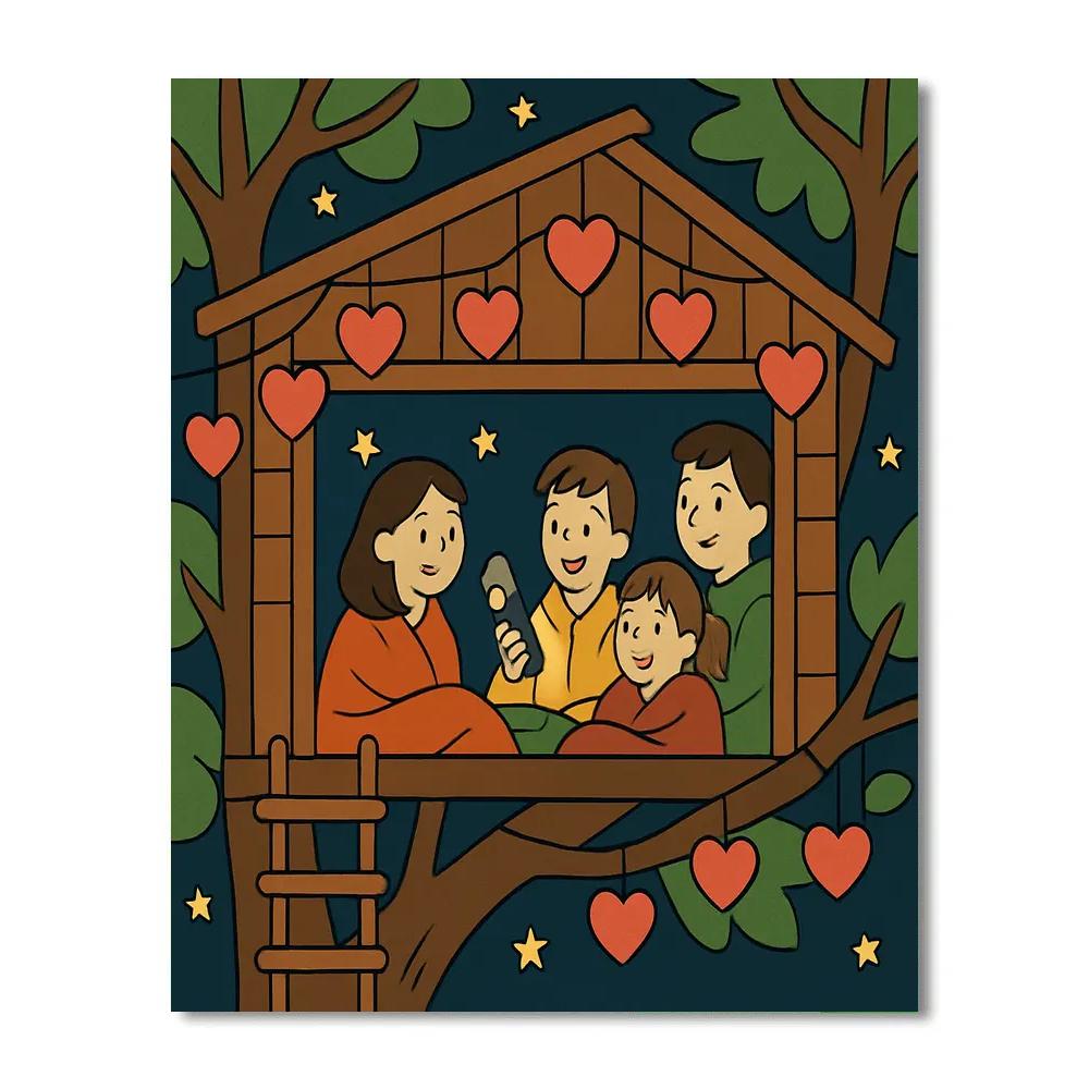 Valentines Day Lantern Lit Treehouse Sleepover Numbered painting kits