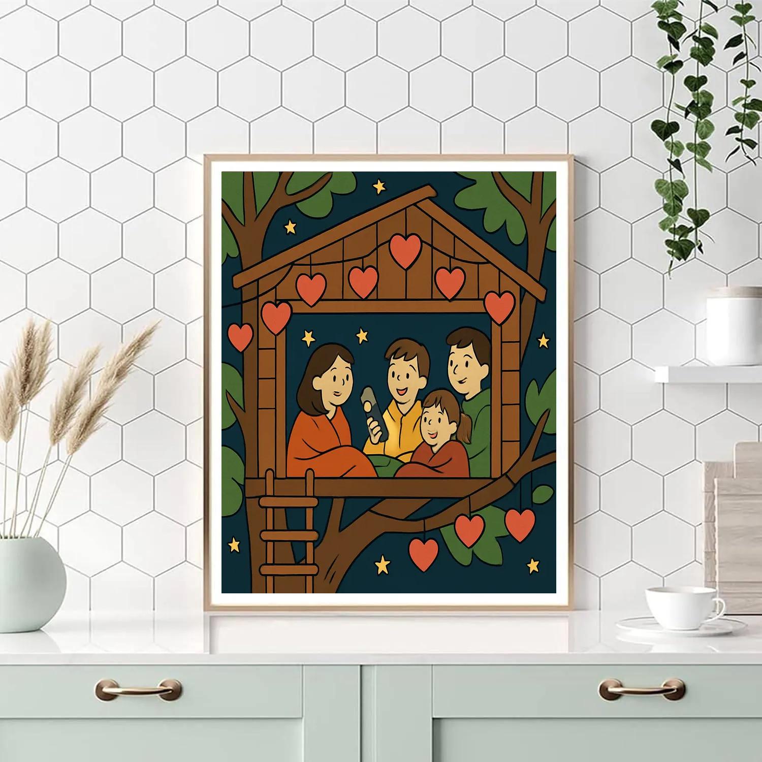 Valentines Day Lantern Lit Treehouse Sleepover Numbered painting kits