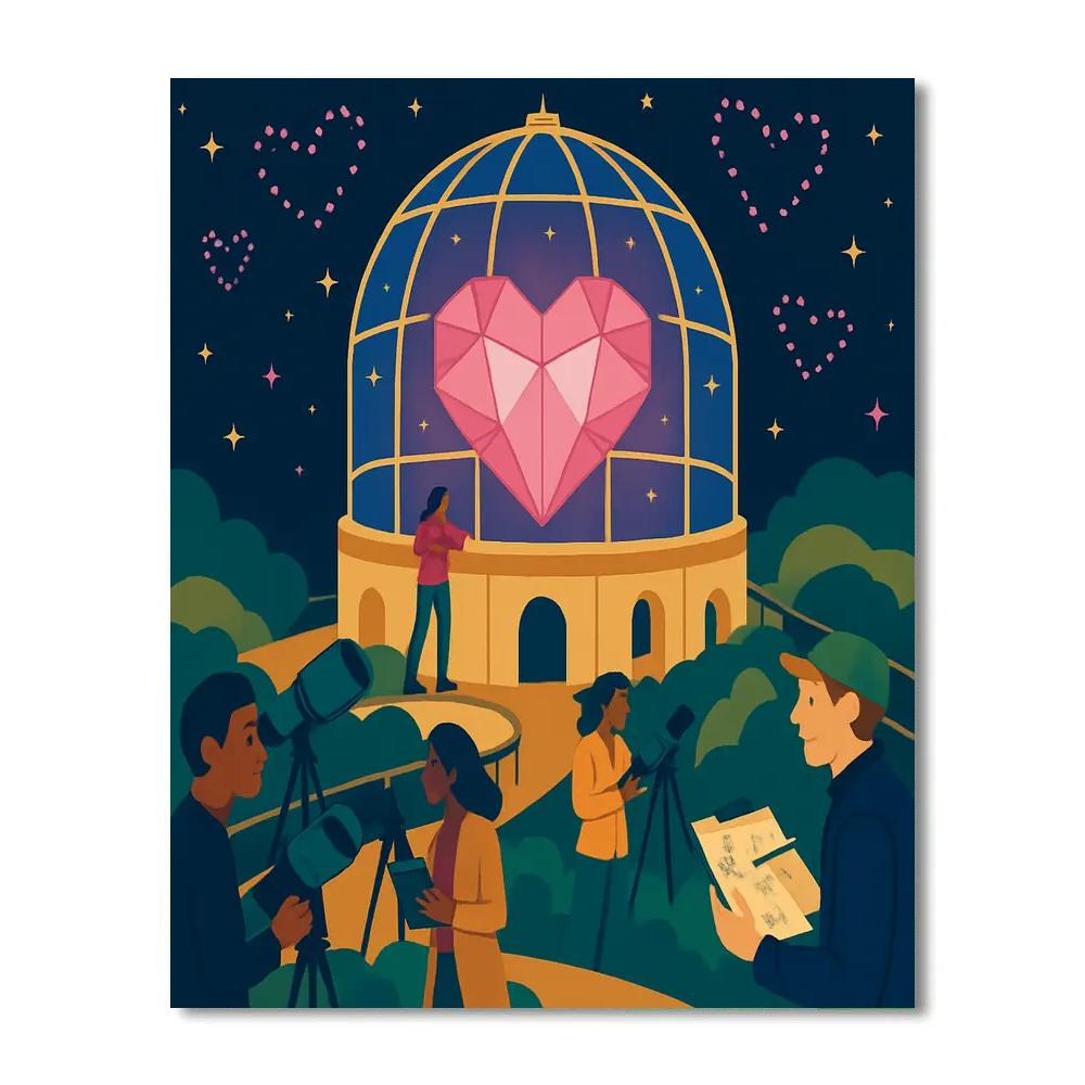 Valentines Day Crystal Heart Observatory paint by color