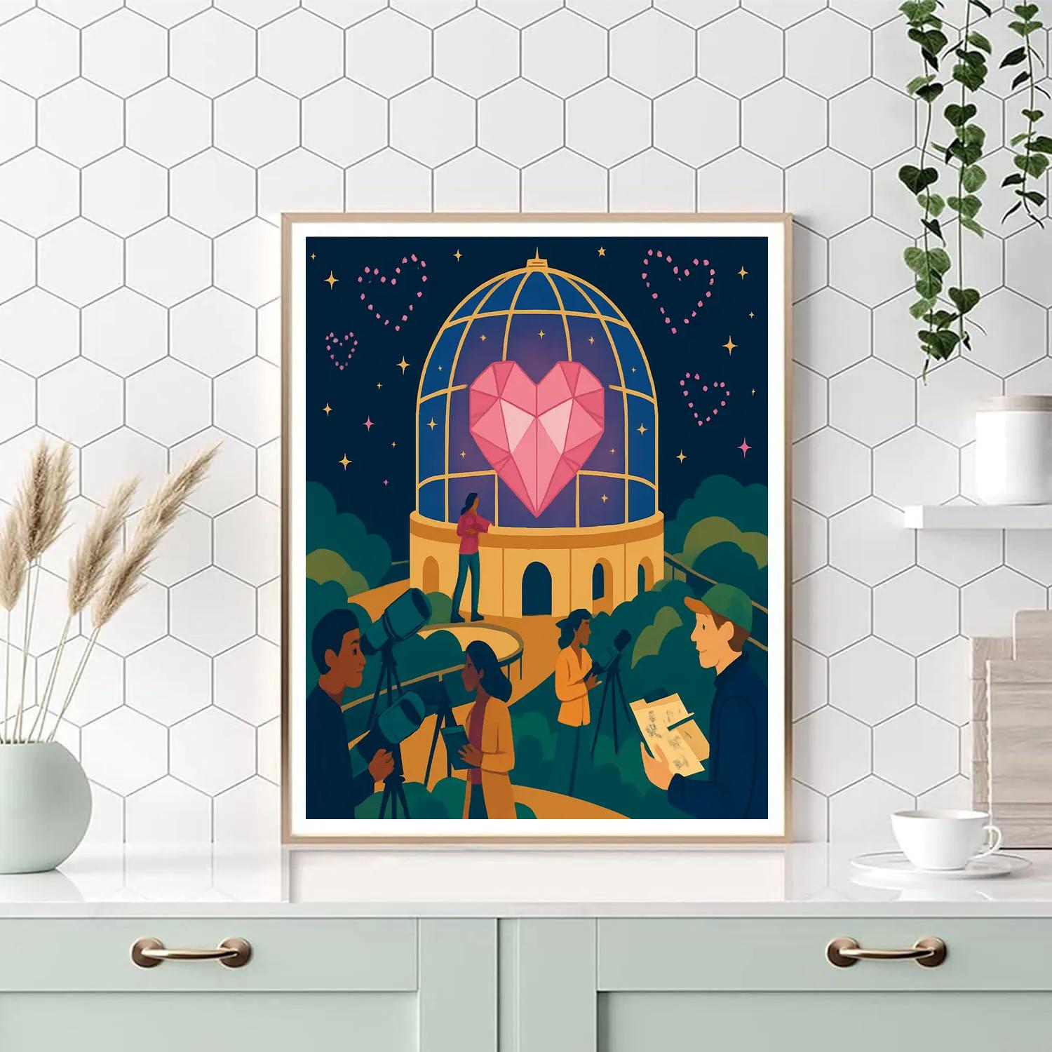 Valentines Day Crystal Heart Observatory paint by color