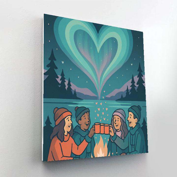 Aurora Over The Lake Valentines Day Campfire DIY paint by numbers