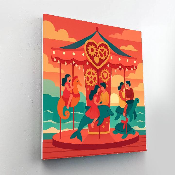 Clockwork Carousel At The Pier Valentines Day paint by number