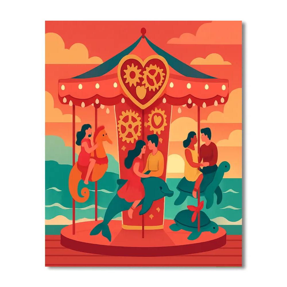Clockwork Carousel At The Pier Valentines Day paint by number